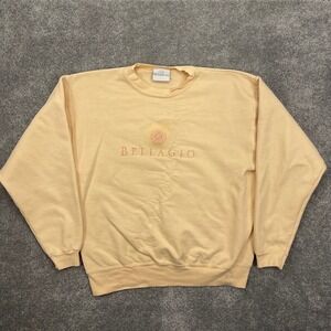 Vintage Bellagio Sweatshirt Adult Large Las Vegas Embroidered Crewneck Orange